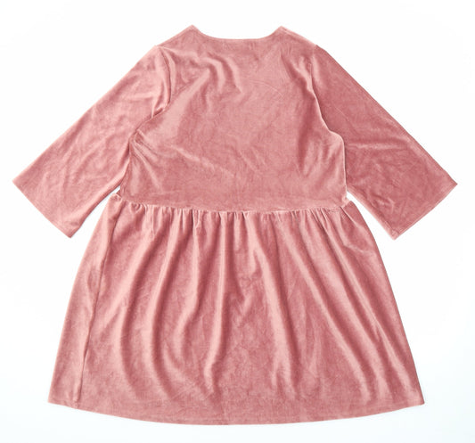 In the Style Womens Pink Polyester A-Line Size 10 Round Neck Pullover