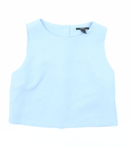 FOREVER 21 Womens Blue Polyester Basic Tank Size S Round Neck