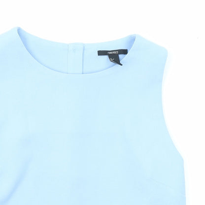 FOREVER 21 Womens Blue Polyester Basic Tank Size S Round Neck