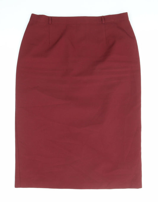 Classic Womens Red Polyester Straight & Pencil Skirt Size 12 Zip