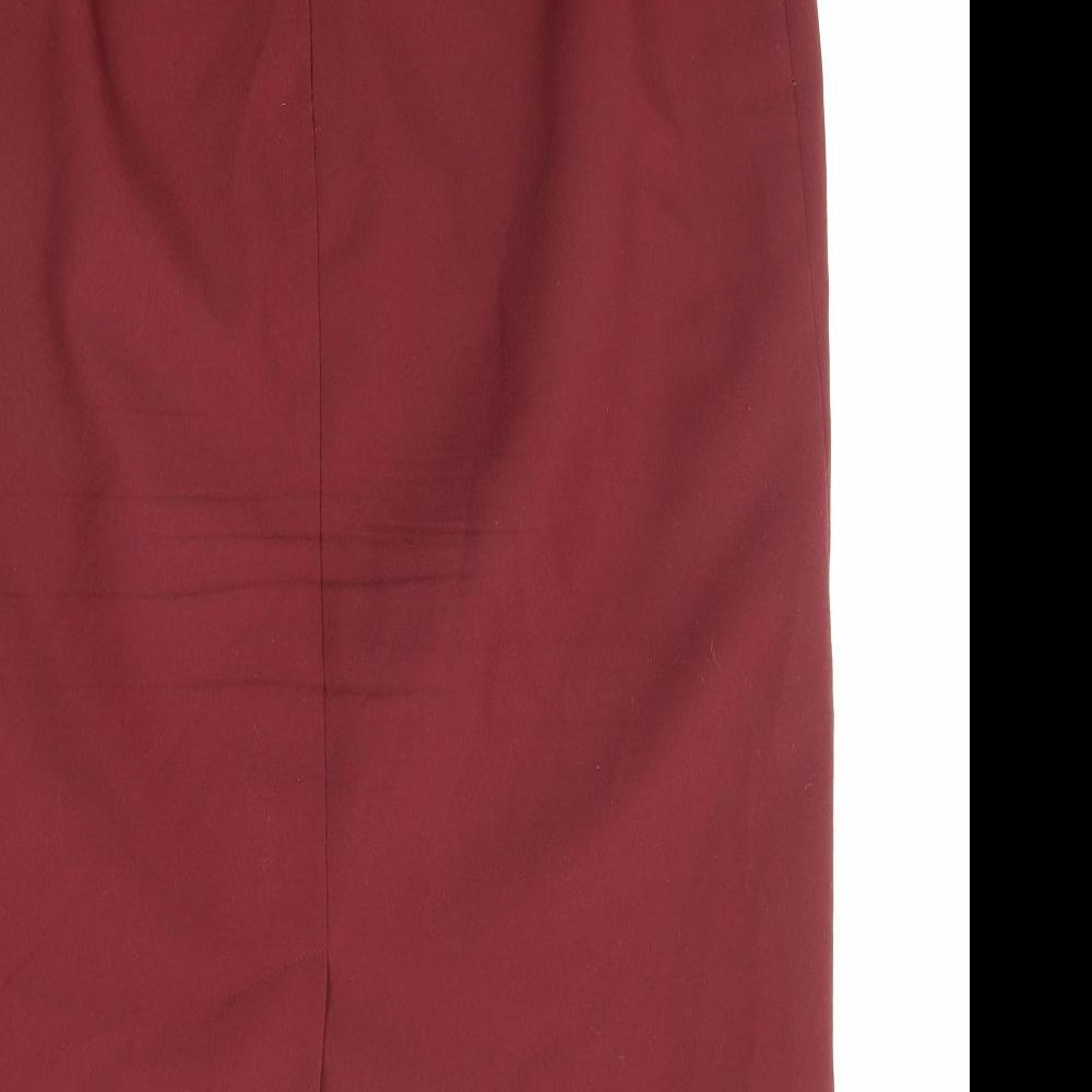 Classic Womens Red Polyester Straight & Pencil Skirt Size 12 Zip