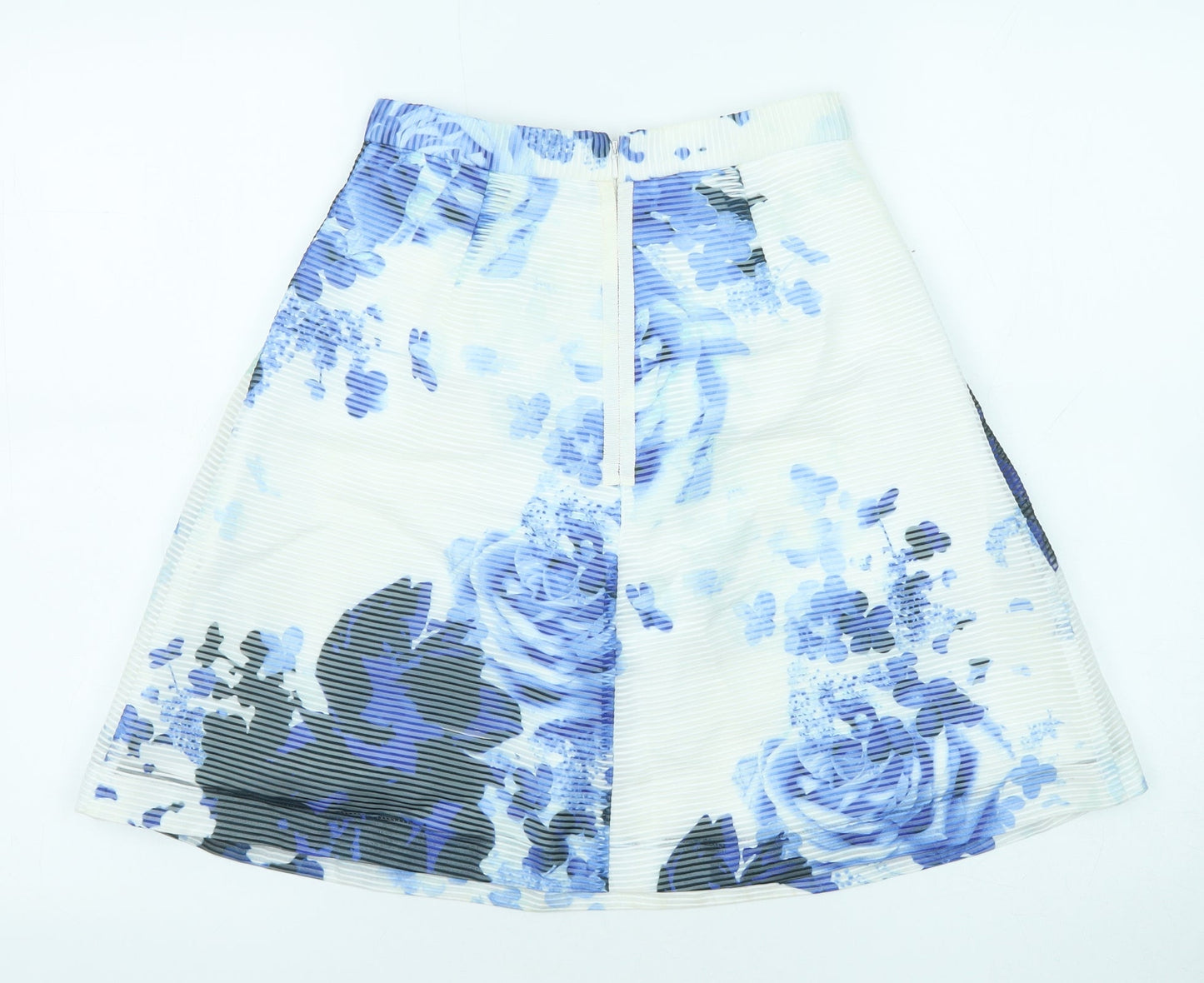 Coast Womens Blue Floral Polyester Swing Skirt Size 6 Zip