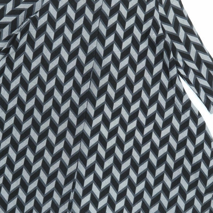 Izabel London Womens Black Geometric Polyester Trapeze & Swing Size 8 Round Neck Pullover