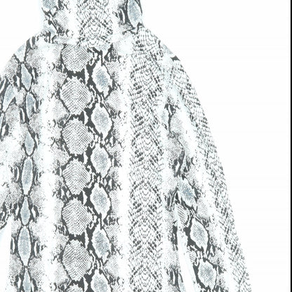 PRETTYLITTLETHING Womens Black Animal Print Viscose Bodysuit One-Piece Size 8 Snap - Snakeskin Pattern