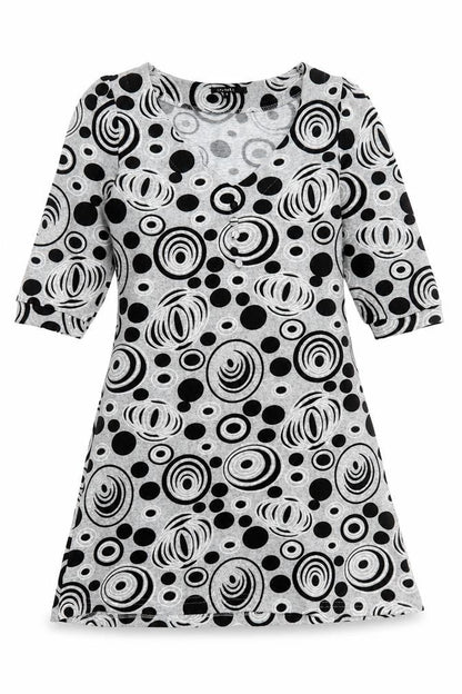 Izabel Womens Grey Geometric Polyester A-Line Size M V-Neck Pullover