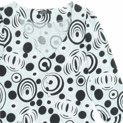 Izabel Womens Grey Geometric Polyester A-Line Size M V-Neck Pullover