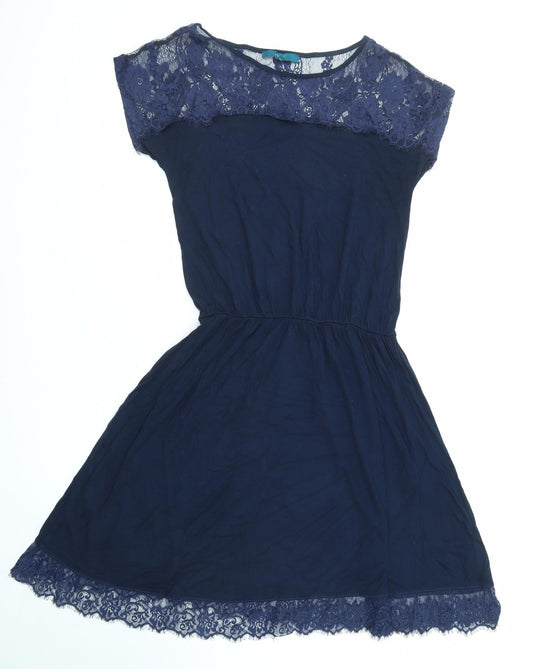 NEXT Womens Blue Viscose T-Shirt Dress Size 12 Round Neck Pullover