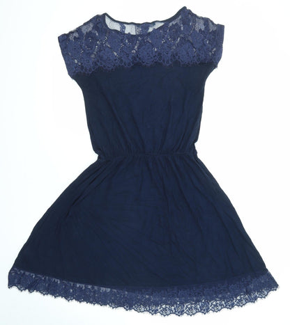 NEXT Womens Blue Viscose T-Shirt Dress Size 12 Round Neck Pullover