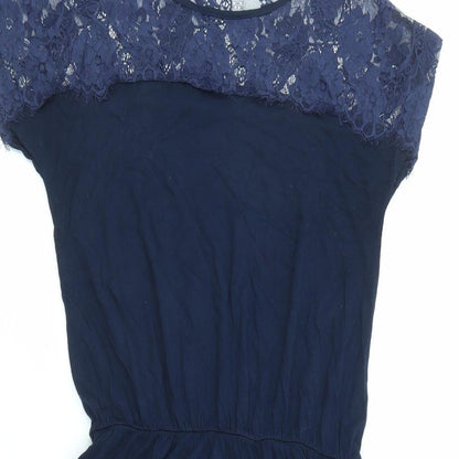 NEXT Womens Blue Viscose T-Shirt Dress Size 12 Round Neck Pullover