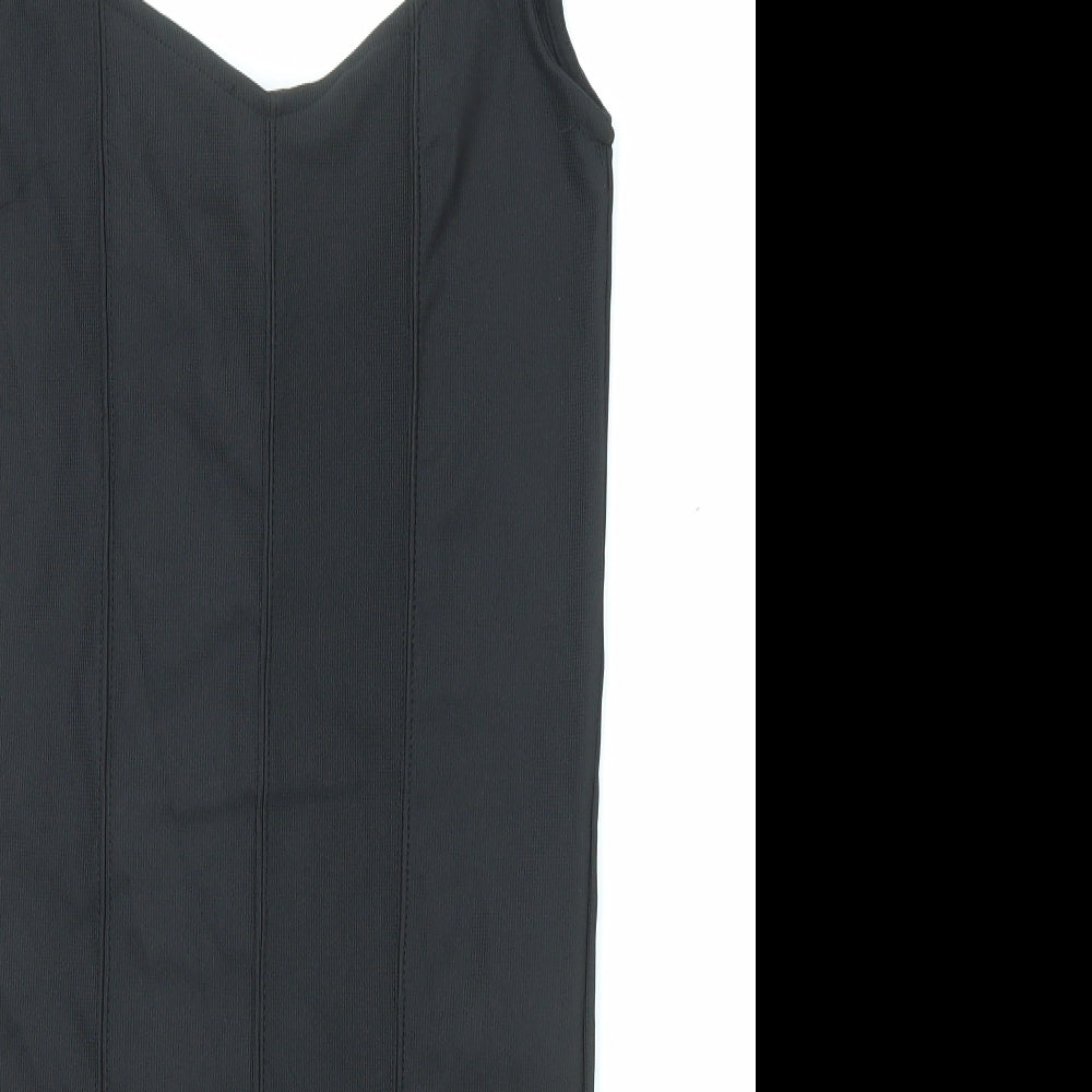 Stradivarius Womens Black Polyester Mini Size S V-Neck Pullover