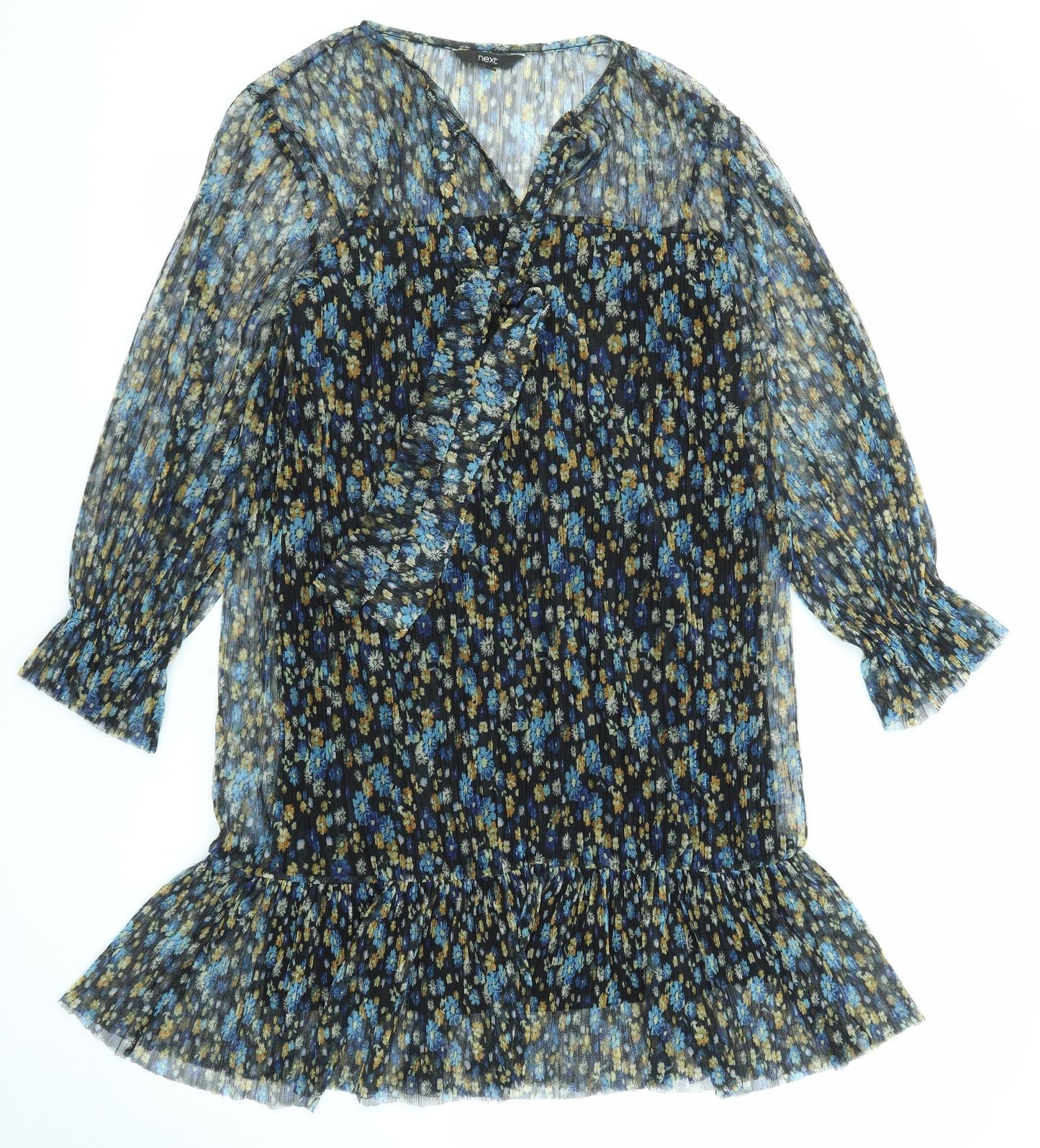 NEXT Womens Multicoloured Floral Polyester Kaftan Size 8 V-Neck Pullover