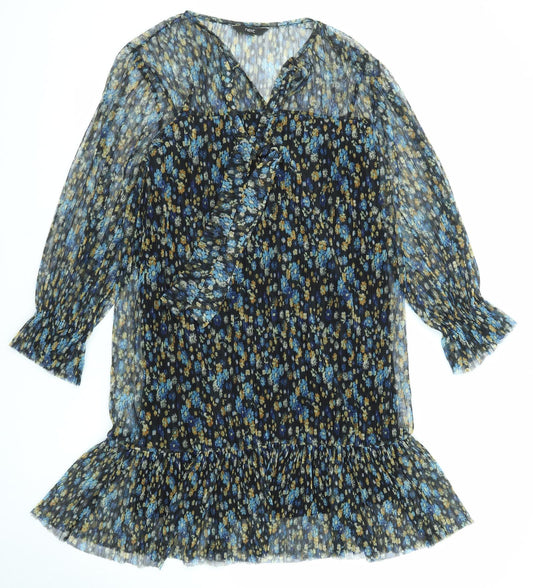NEXT Womens Multicoloured Floral Polyester Kaftan Size 8 V-Neck Pullover