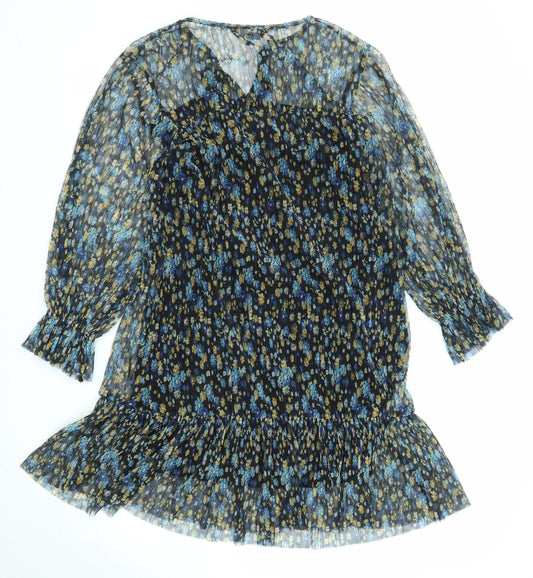 NEXT Womens Multicoloured Floral Polyester Kaftan Size 8 V-Neck Pullover