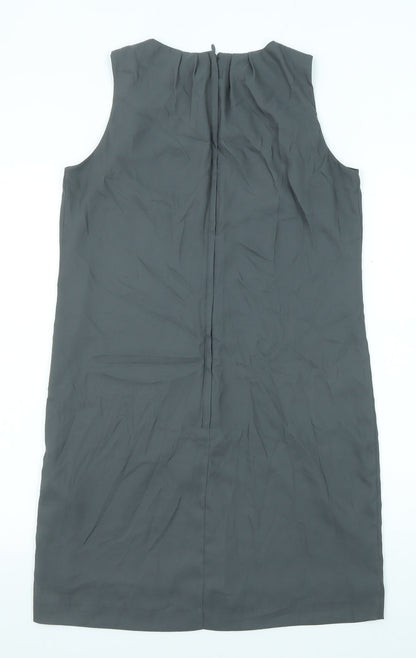 H&M Womens Grey Geometric Polyester Shift Size 6 Round Neck Zip