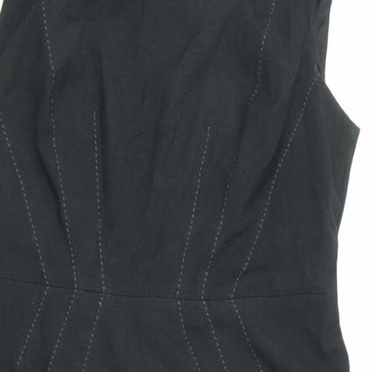 Marks and Spencer Womens Black Polyester Shift Size 8 Round Neck Zip