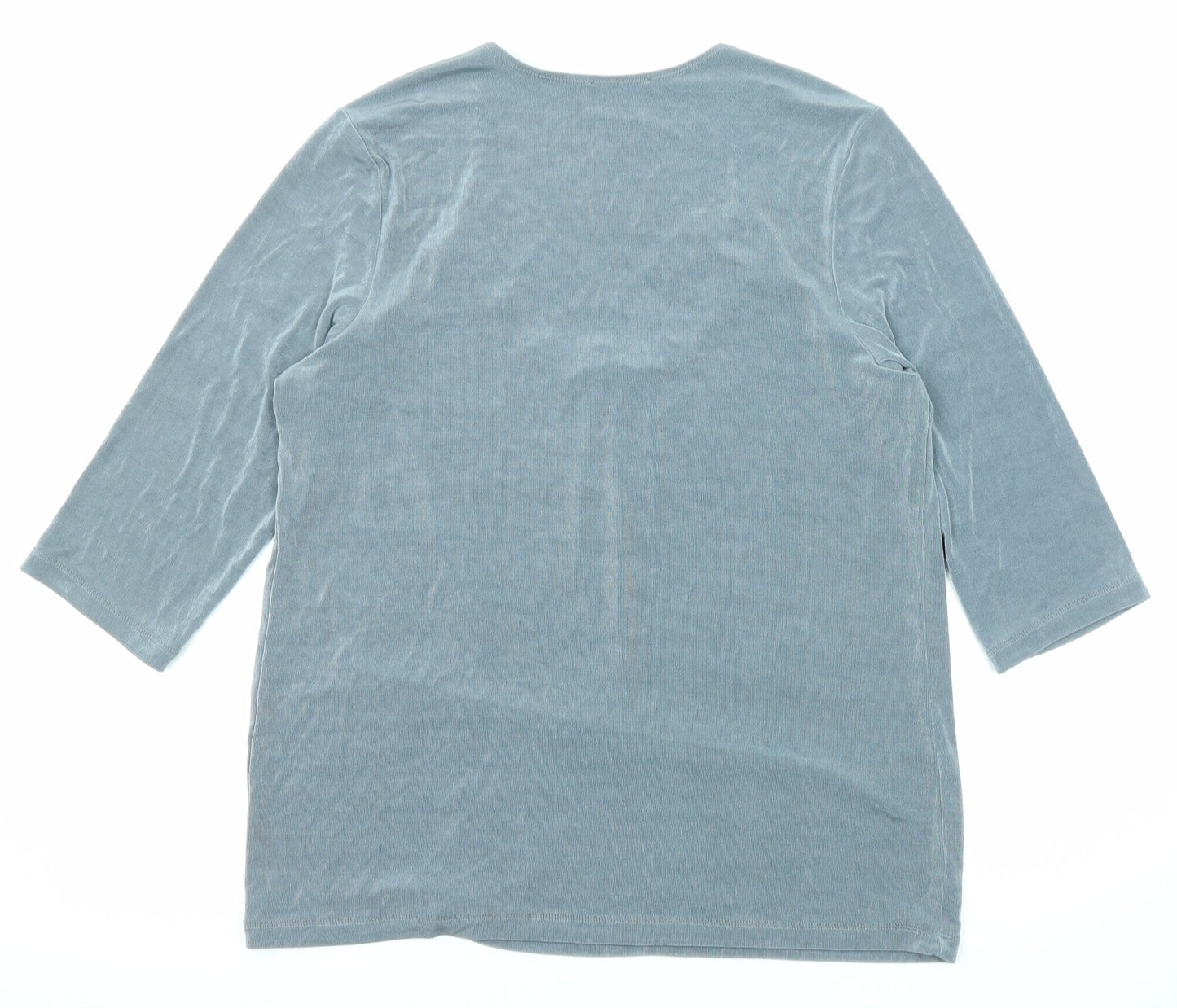 Kim & Co Womens Grey Acetate Basic Blouse Size XL V-Neck - Lace Detail