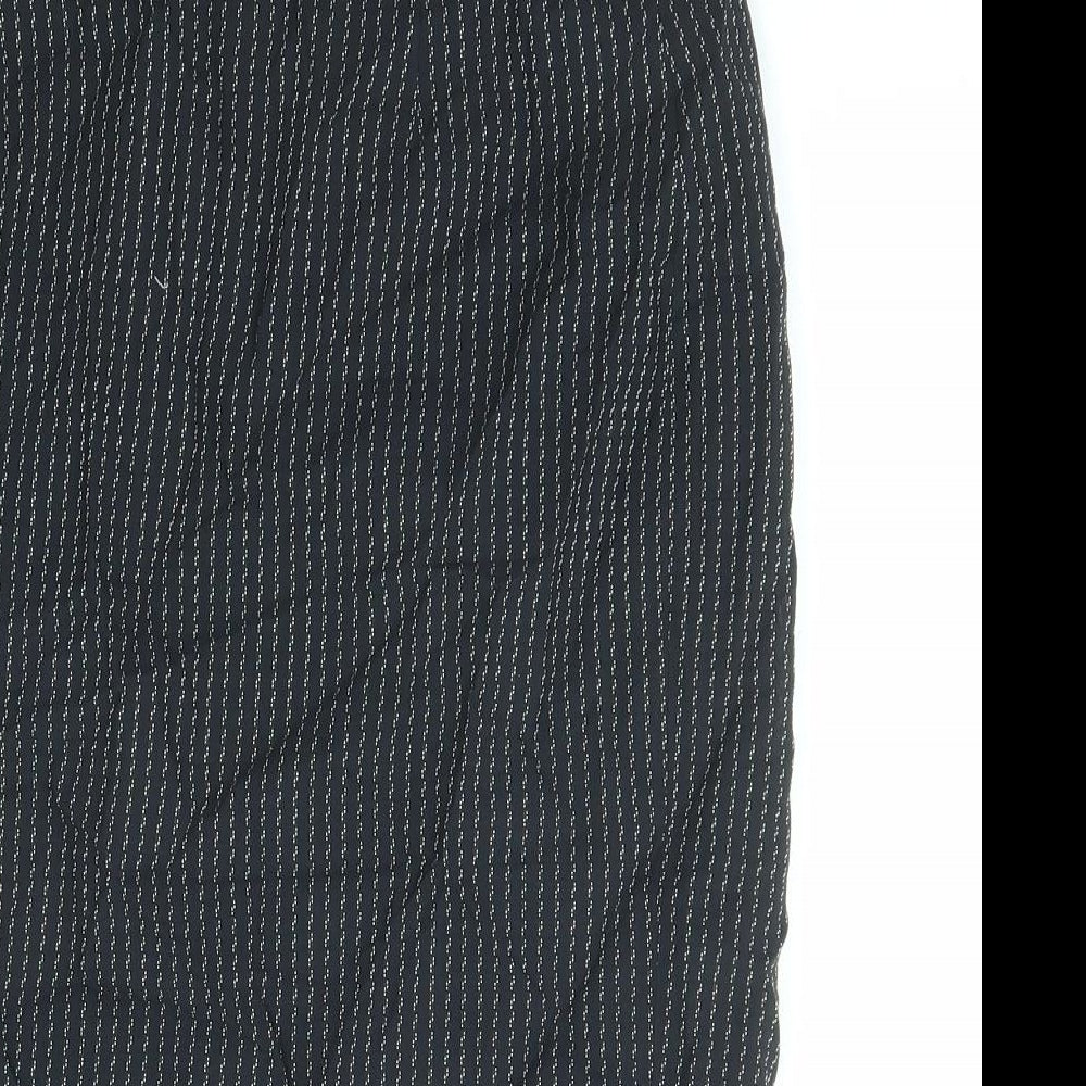 Gianfranco Ruffini Womens Black Striped Viscose Straight & Pencil Skirt Size 12 Zip