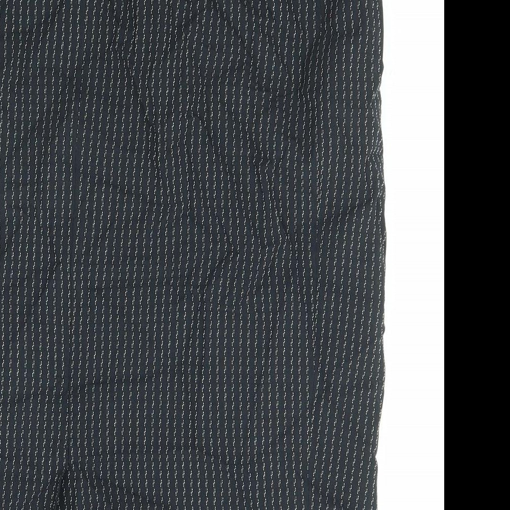 Gianfranco Ruffini Womens Black Striped Viscose Straight & Pencil Skirt Size 12 Zip