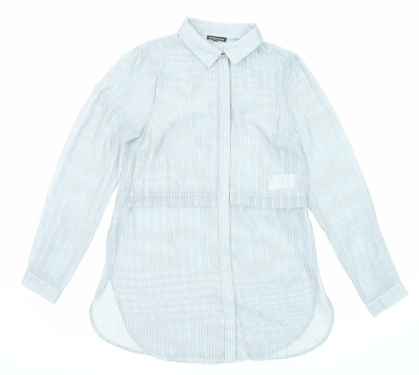 Womens UK Size 10 Warehouse Grey Tunic Button-Up