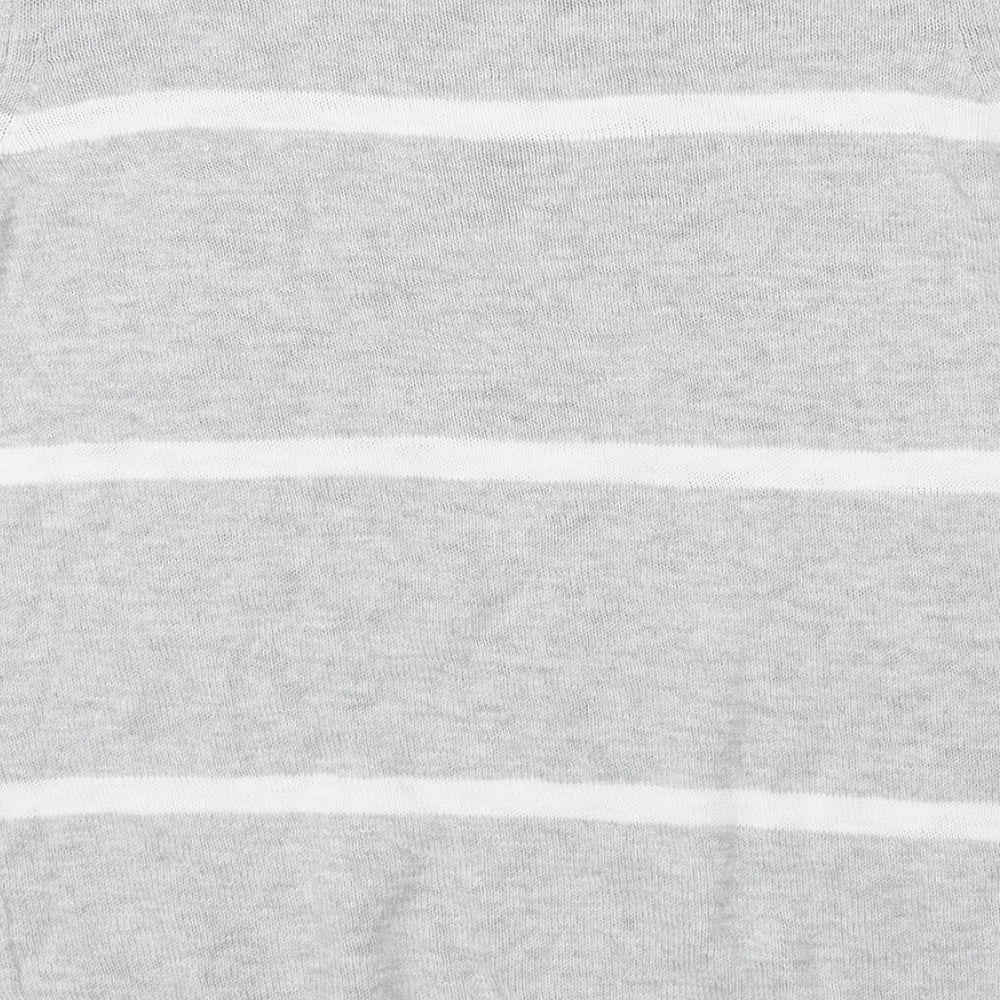 Gap Womens Grey Round Neck Striped 100% Cotton Pullover Jumper Size S Pullover - Pocket