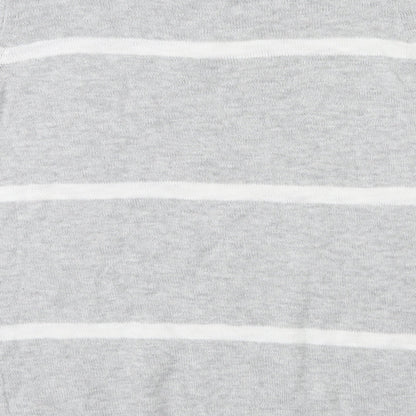 Gap Womens Grey Round Neck Striped 100% Cotton Pullover Jumper Size S Pullover - Pocket