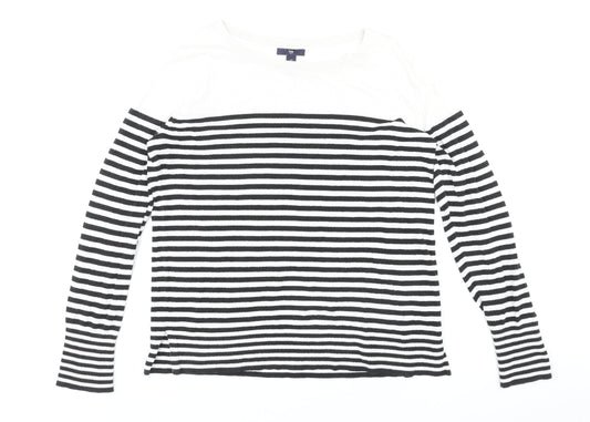 Gap Womens Multicoloured Round Neck Striped 100% Cotton Pullover Jumper Size M