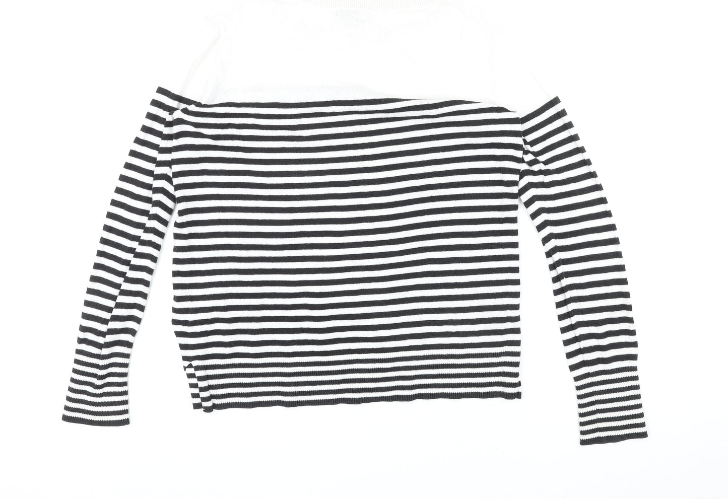 Gap Womens Multicoloured Round Neck Striped 100% Cotton Pullover Jumper Size M