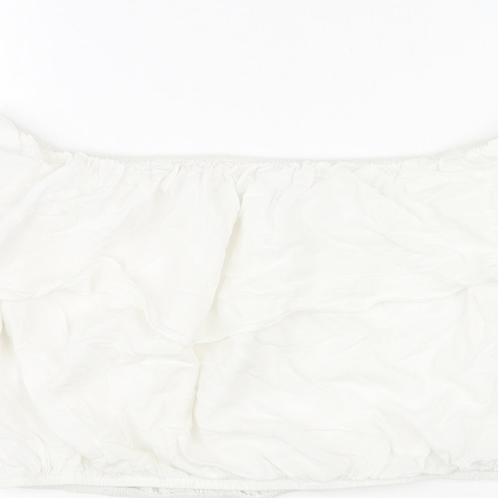 Glamorous Womens White Viscose Cropped Blouse Size M Off the Shoulder