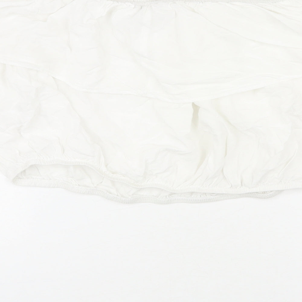 Glamorous Womens White Viscose Cropped Blouse Size M Off the Shoulder