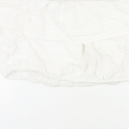 Glamorous Womens White Viscose Cropped Blouse Size M Off the Shoulder