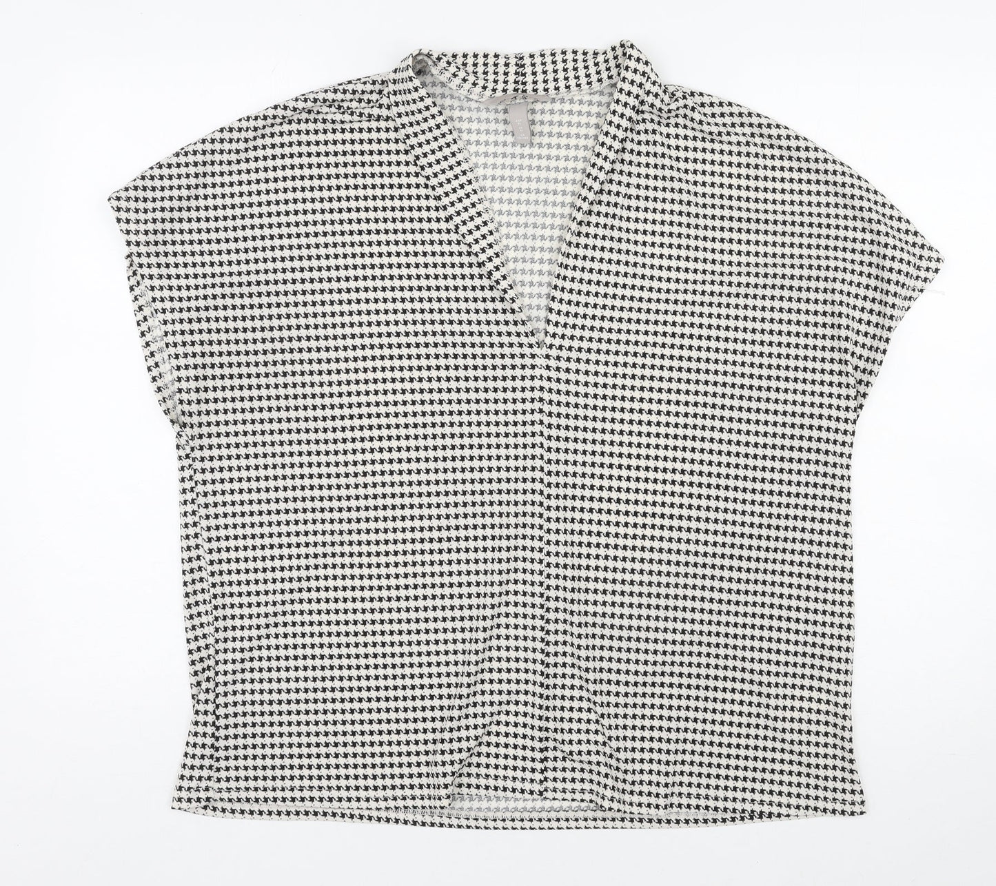 H&M Womens White Geometric Polyester Basic Blouse Size XL V-Neck