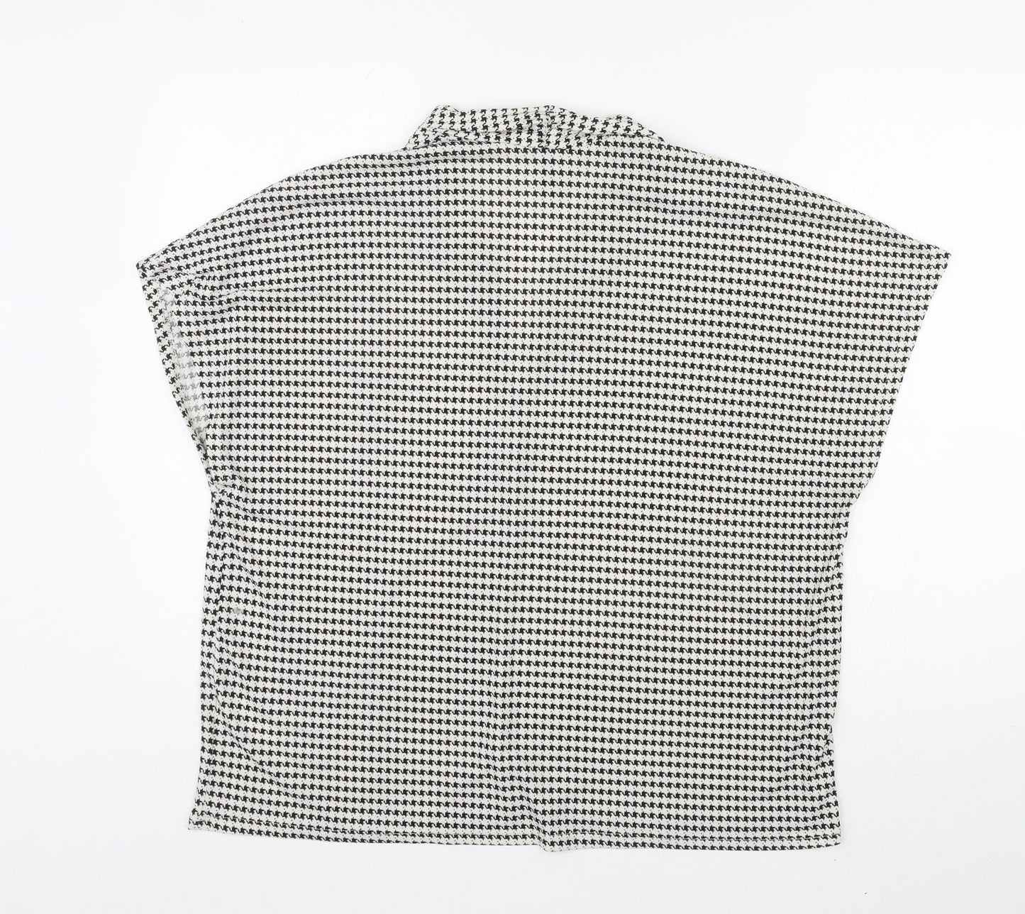 H&M Womens White Geometric Polyester Basic Blouse Size XL V-Neck