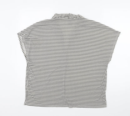 H&M Womens White Geometric Polyester Basic Blouse Size XL V-Neck