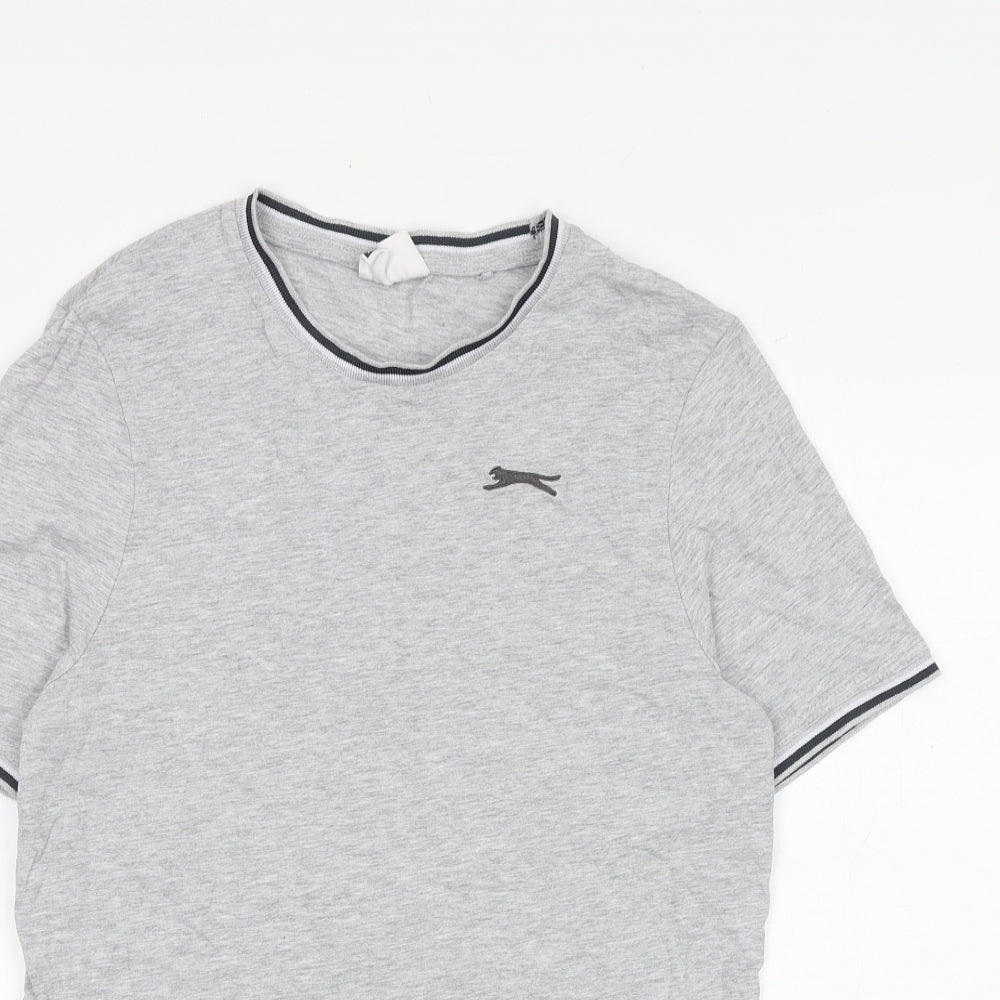 Slazenger Mens Grey Cotton T-Shirt Size XS Round Neck