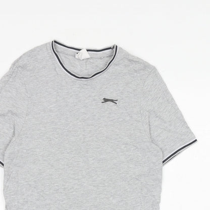 Slazenger Mens Grey Cotton T-Shirt Size XS Round Neck