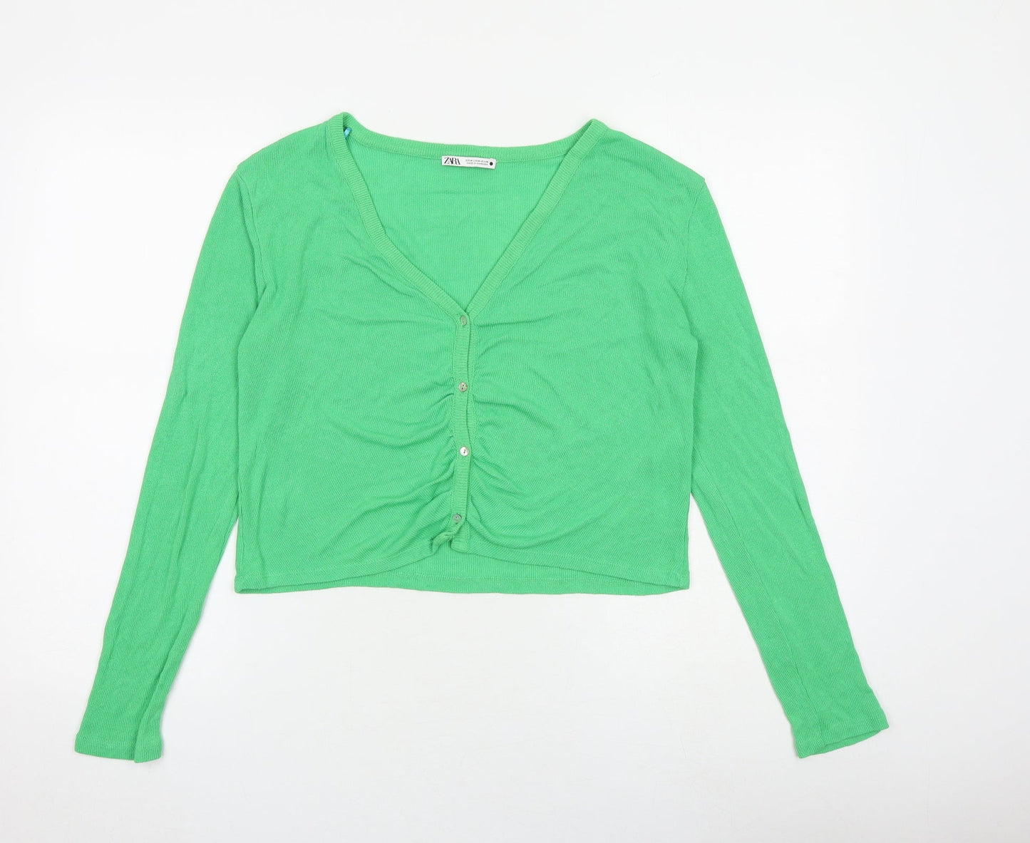 Womens UK Size M Zara Green Cardigan Jumper