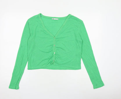 Womens UK Size M Zara Green Cardigan Jumper