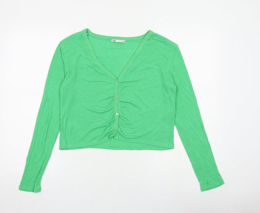 Womens UK Size M Zara Green Cardigan Jumper