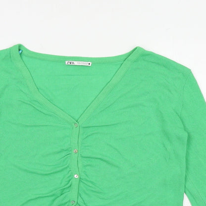 Womens UK Size M Zara Green Cardigan Jumper