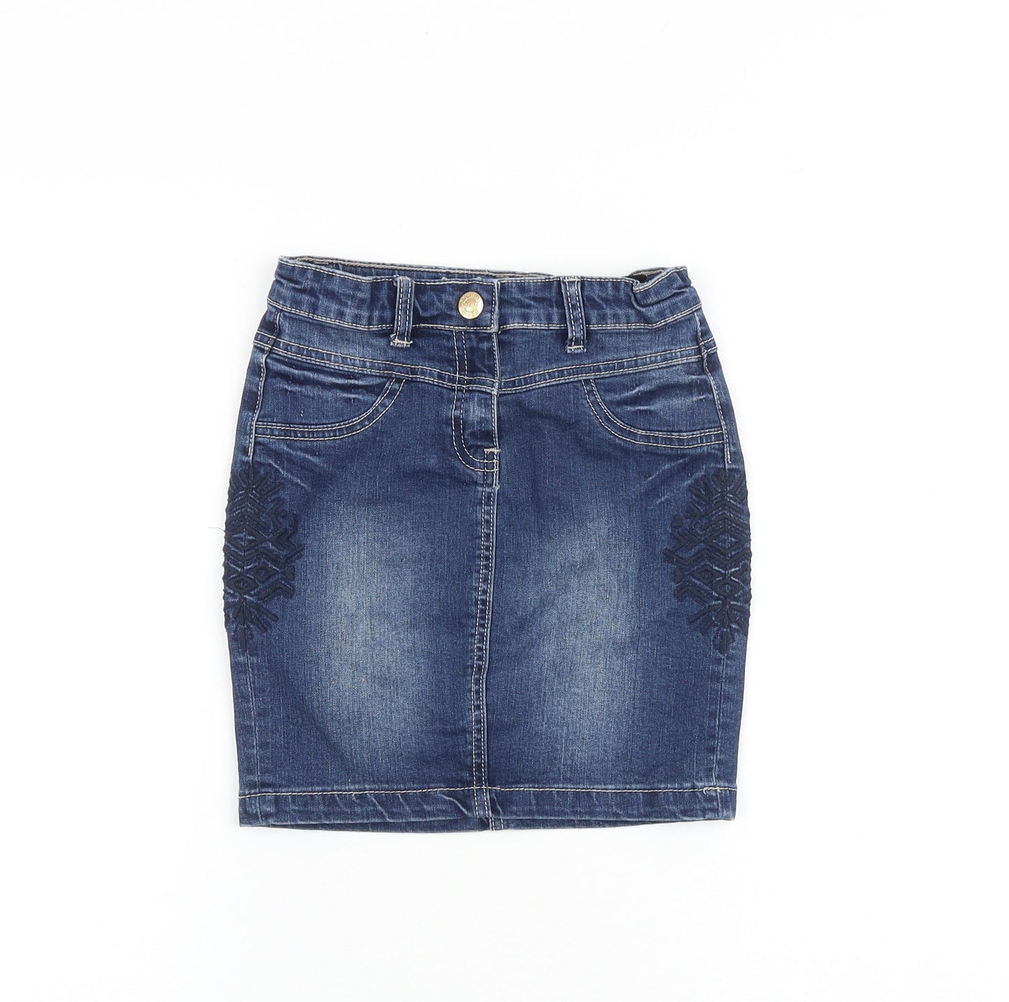 TISSAIA Girls Blue Cotton A-Line Skirt Size XS Regular Zip