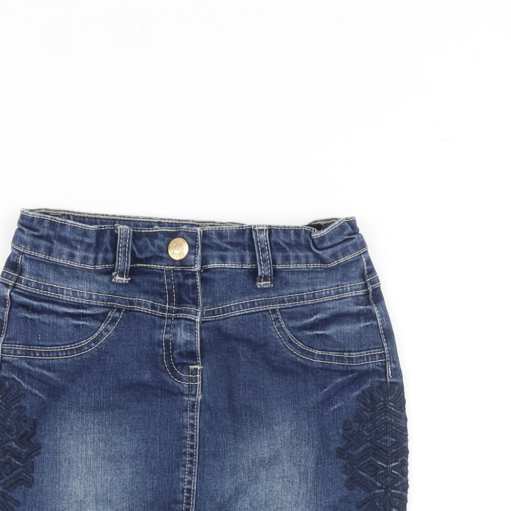 TISSAIA Girls Blue Cotton A-Line Skirt Size XS Regular Zip