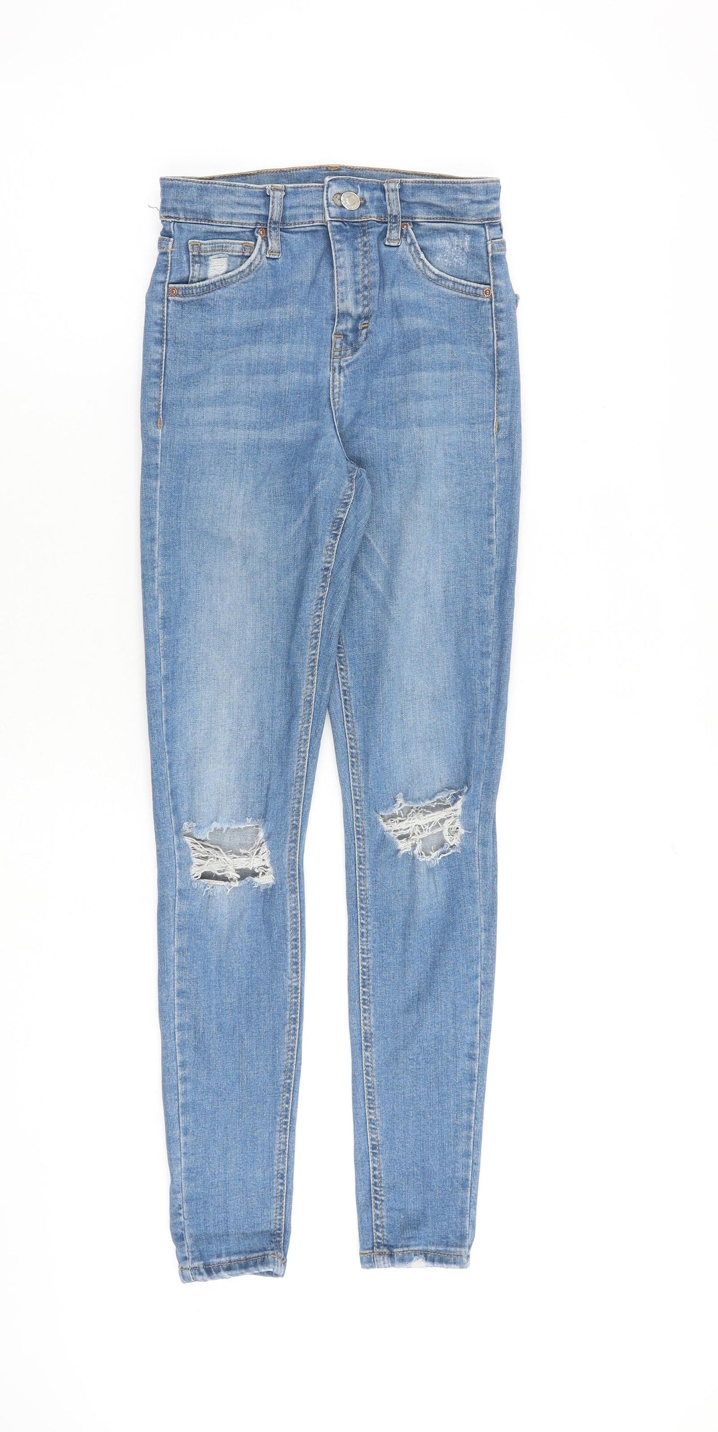 Topshop Womens Blue Cotton Skinny Jeans Size 24 in L32 in Regular Zip