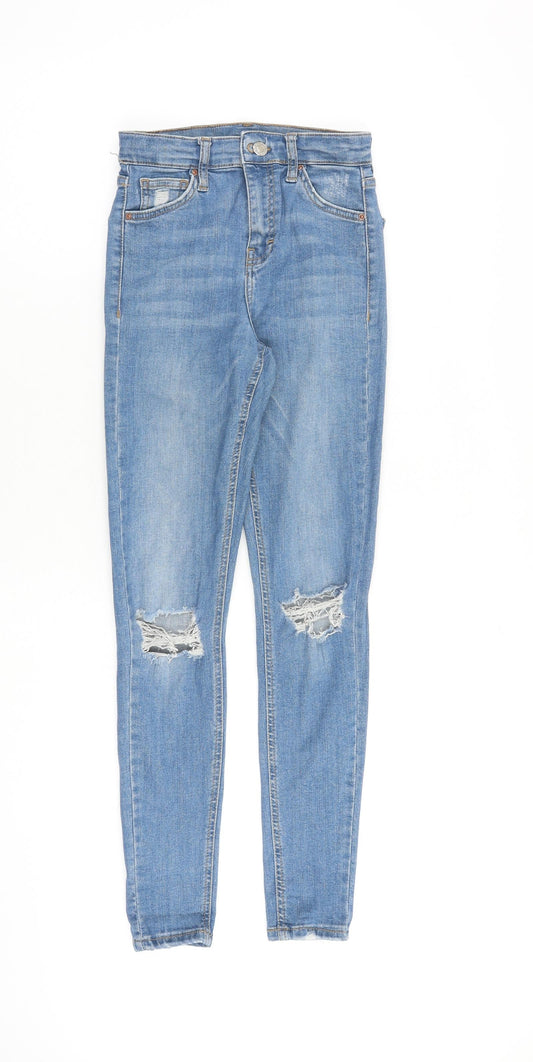 Topshop Womens Blue Cotton Skinny Jeans Size 24 in L32 in Regular Zip