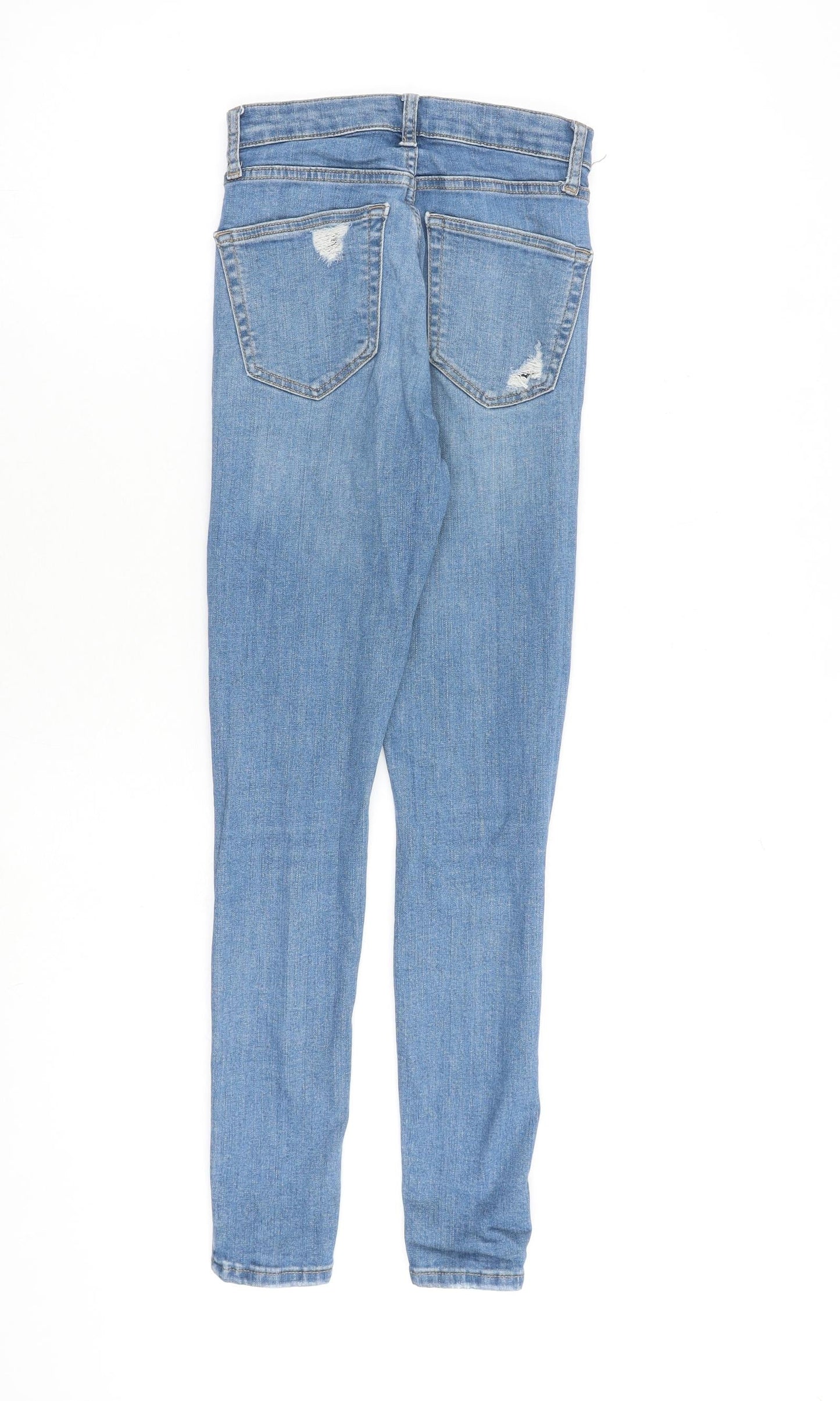 Topshop Womens Blue Cotton Skinny Jeans Size 24 in L32 in Regular Zip