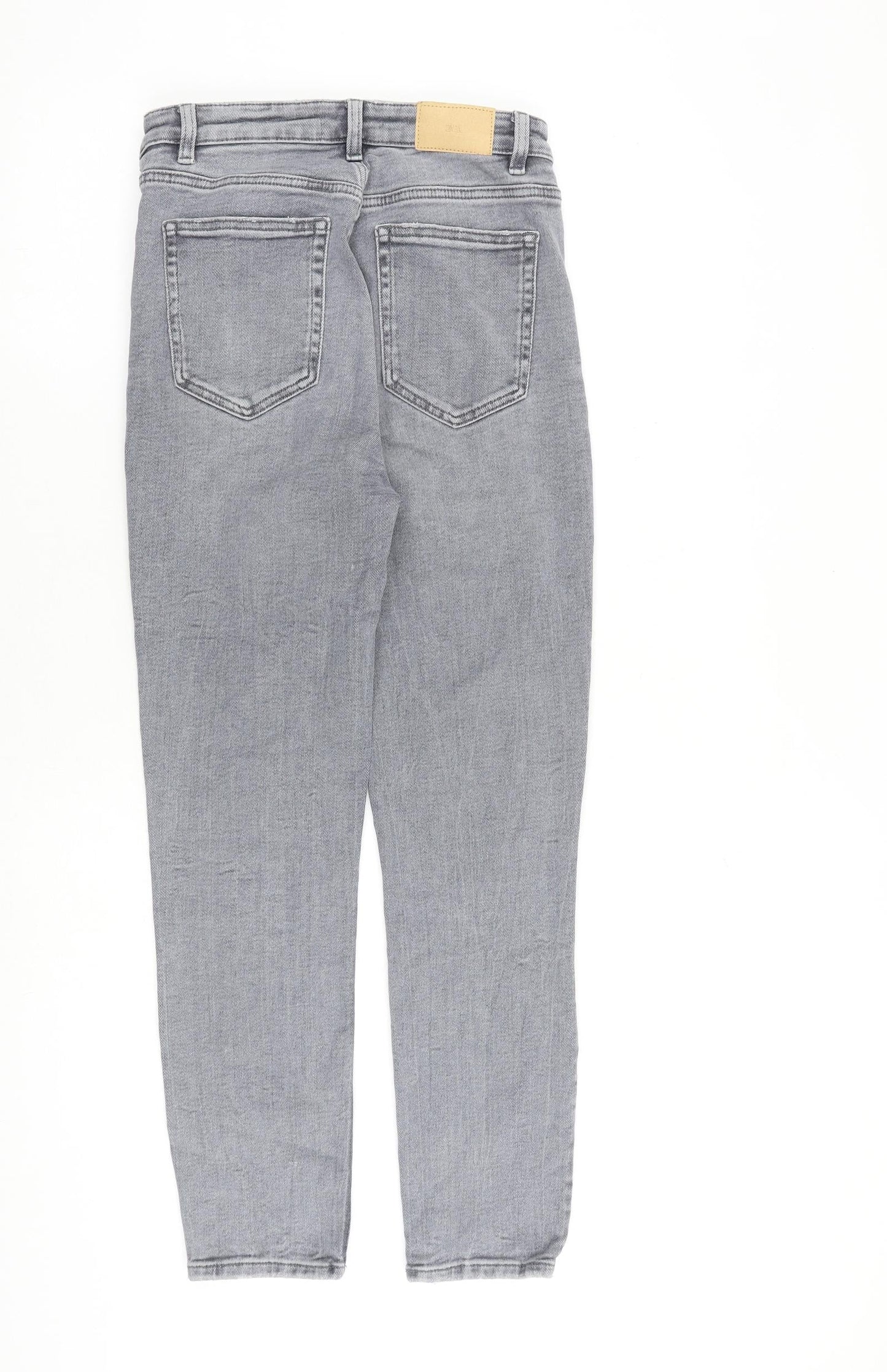 Zara Womens Grey Cotton Skinny Jeans Size 10 L28 in Regular Zip