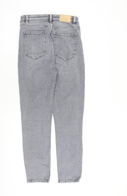 Zara Womens Grey Cotton Skinny Jeans Size 10 L28 in Regular Zip