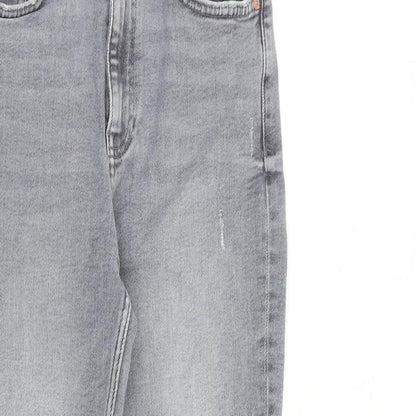 Zara Womens Grey Cotton Skinny Jeans Size 10 L28 in Regular Zip