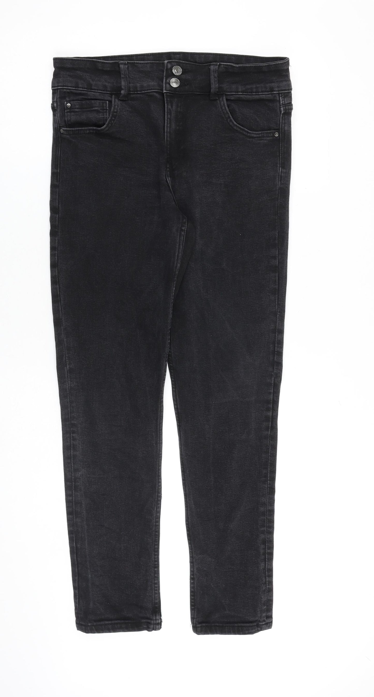 Womens UK Size 14 Sinsay Regular Fit Tapered Black Jeans