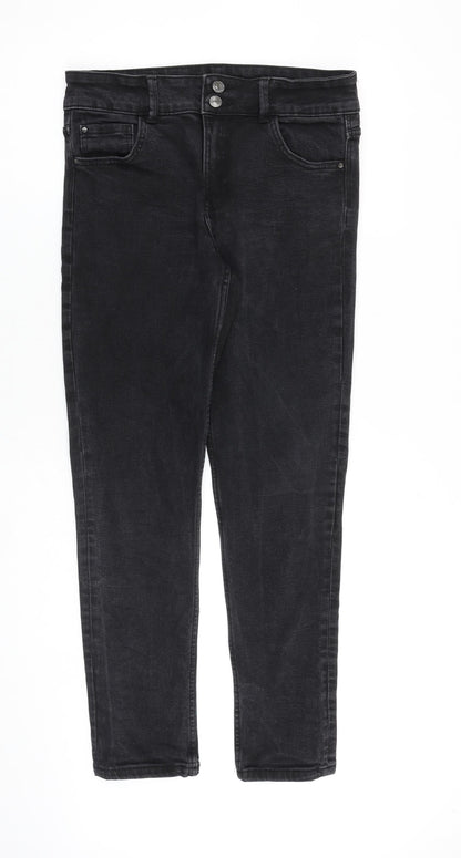 Womens UK Size 14 Sinsay Regular Fit Tapered Black Jeans