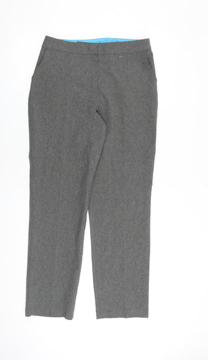 AMARANTO Womens Grey Polyester Trousers Size 10 L30 in Regular Zip